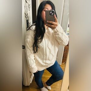 Trendy Queen Cable Knit Cream Sweater Size S Old Money Iconic